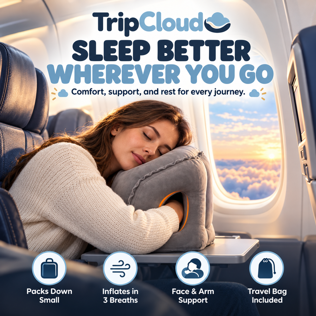 TripCloud™ - Inflatable Travel Pillow