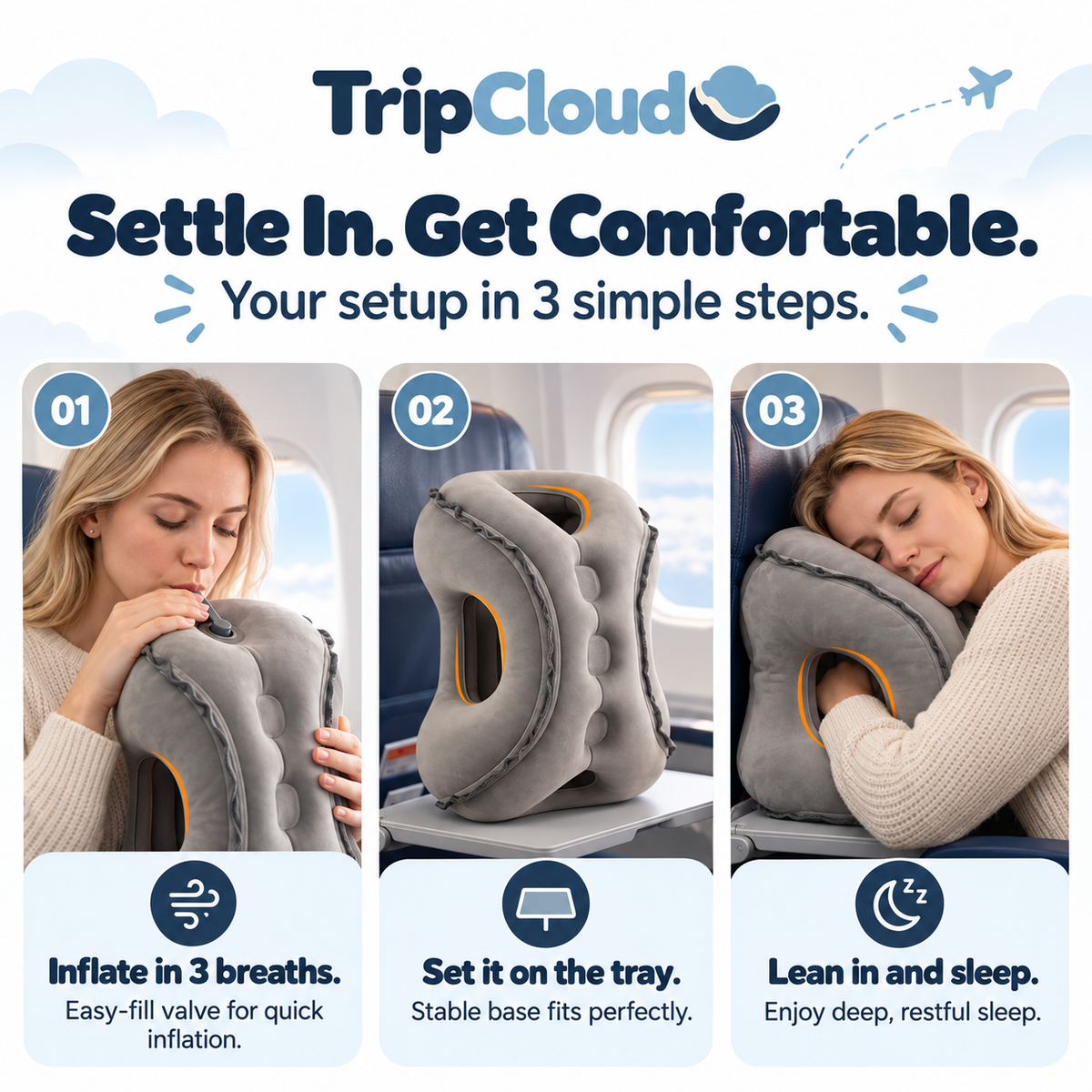 TripCloud™ - Inflatable Travel Pillow