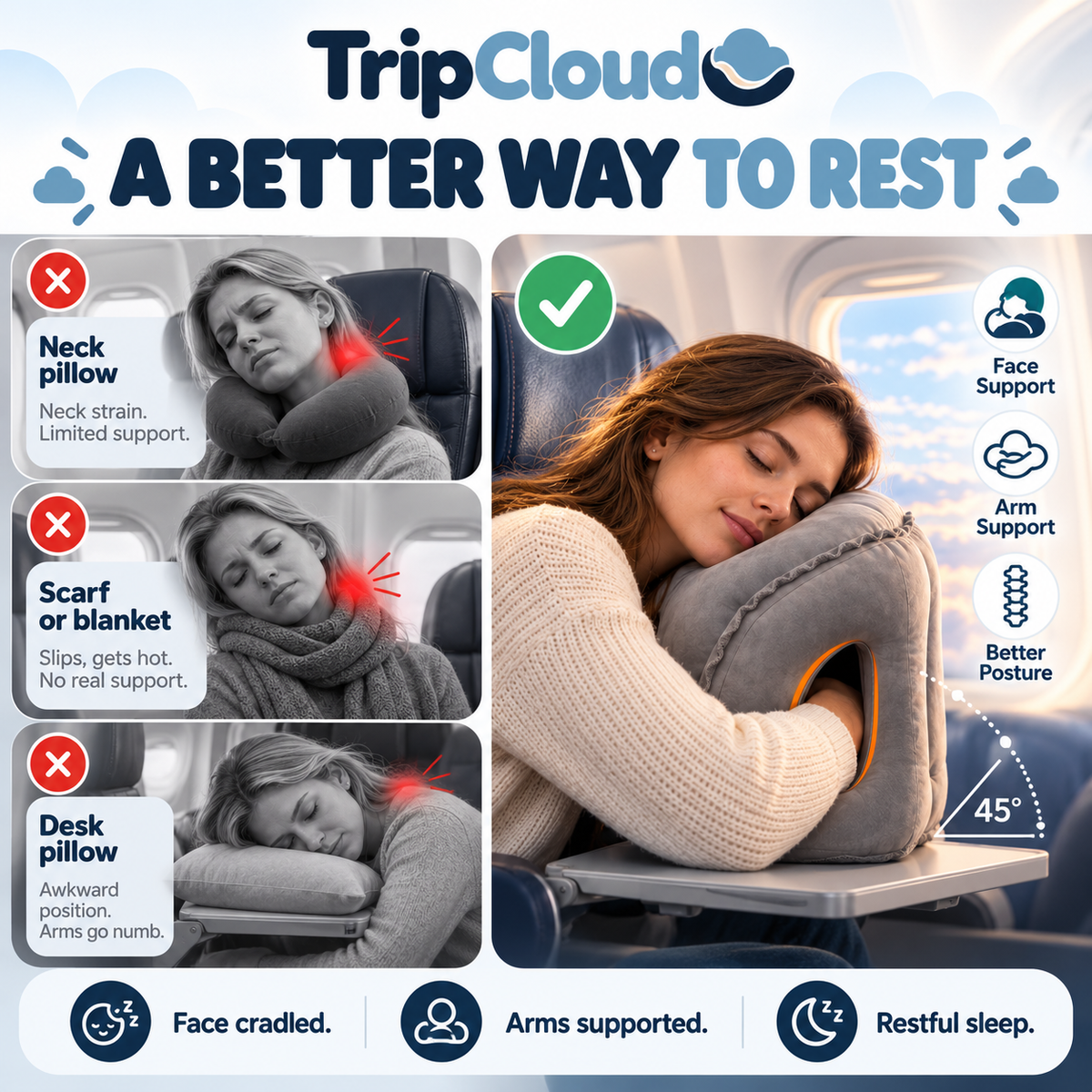 TripCloud™ - Inflatable Travel Pillow